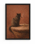 Vintage Siyah Kedi Yağlıboya Posteri – Puro ve Viski Temalı Klasik Duvar Sanatı