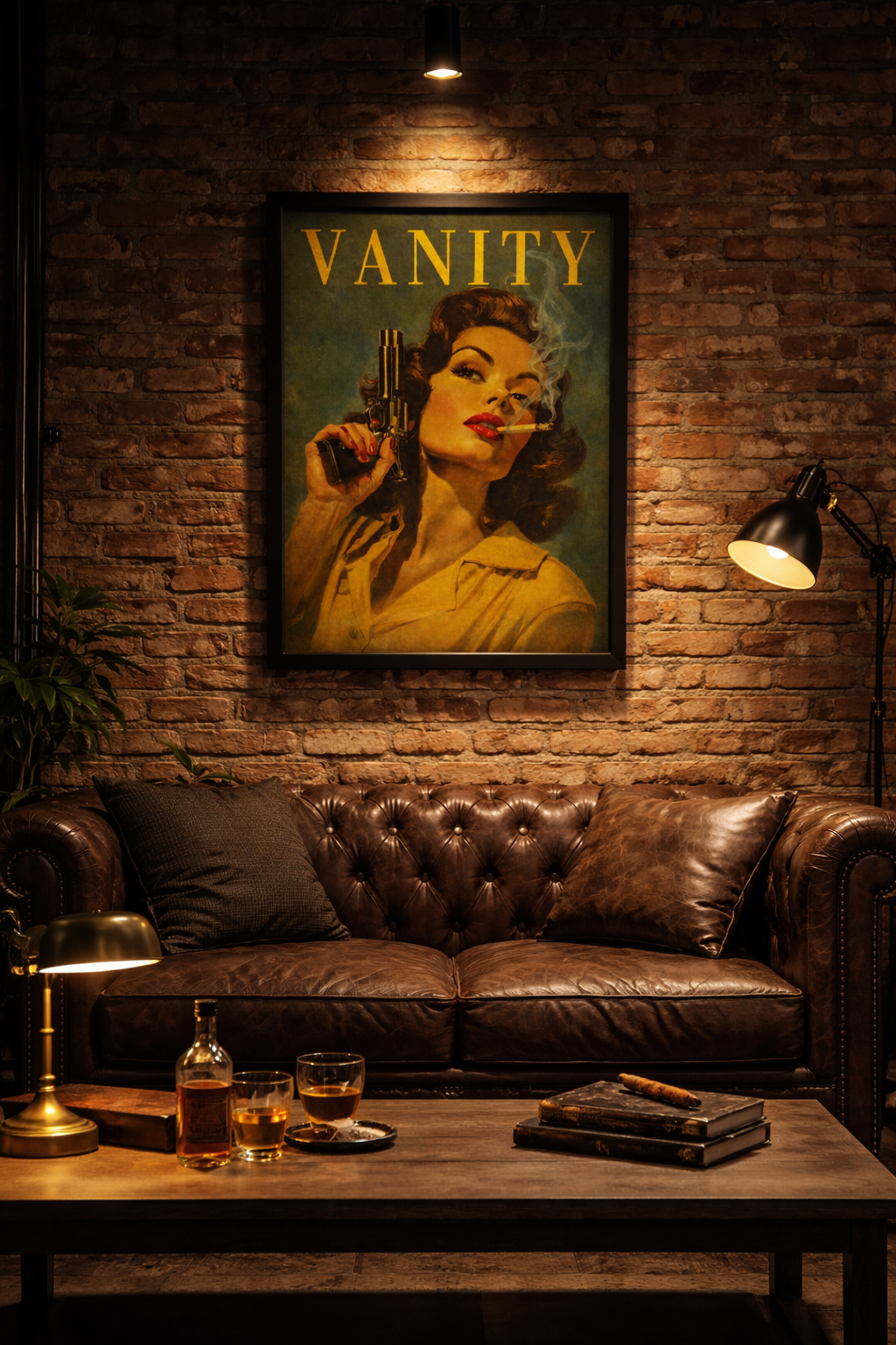 Vanity Pin-Up Posteri – Silahlı Kadın Figürlü Retro Vintage Duvar Sanatı